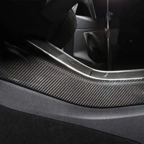 Real Molded Gloss Carbon Fiber Center Console Side Trims For Tesla Model 3 Gen 1 2017-2020 1