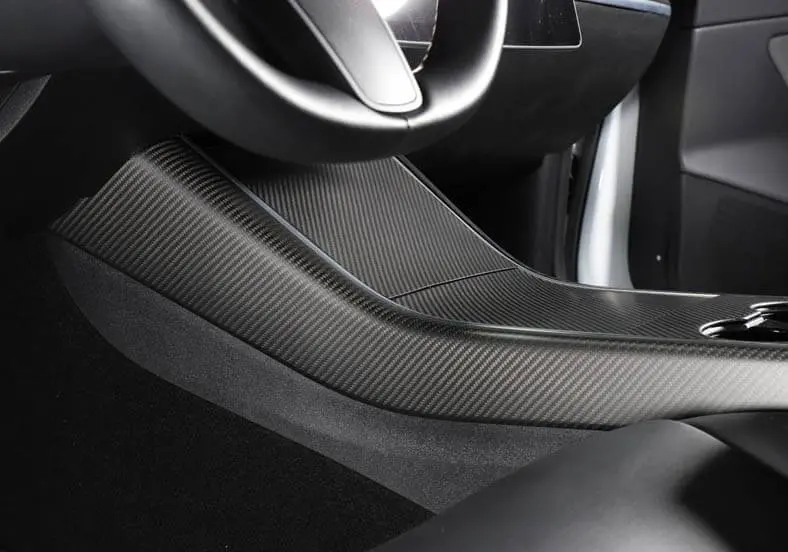 Real Molded Matte Carbon Fiber Center Console Side Trims For Tesla Model Y 2020 1