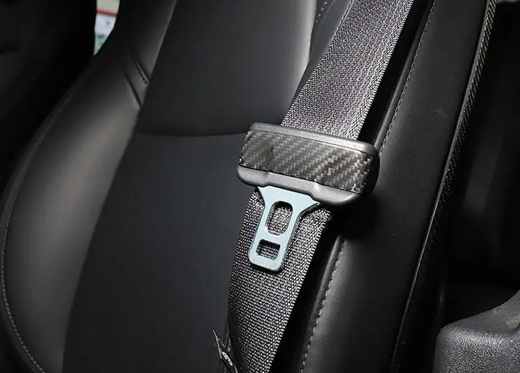 Real Molded Carbon Fiber Seat Belt Overlay Set For Tesla Model Y 2017-2026 1