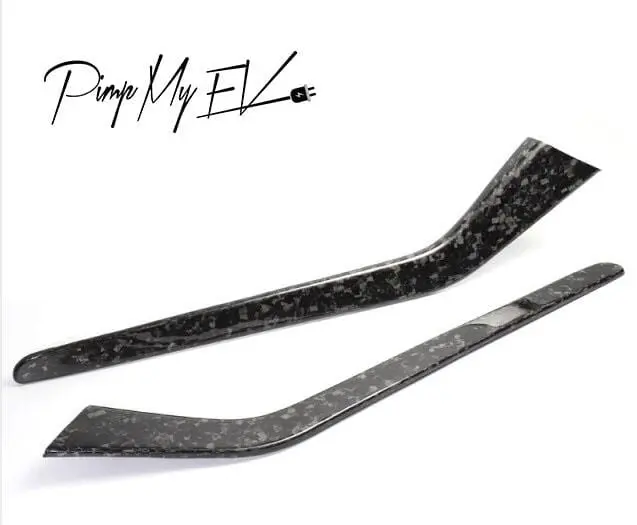 Real Molded Gloss Forged Carbon Fiber Center Console Side Panel Overlays For Tesla Model Y 2020 1