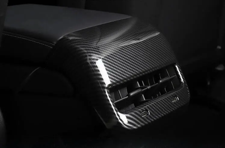 Carbon Fiber Effect Gloss Rear Air Conditioner Vent Fascia For Tesla Model 3 2017-2023 1