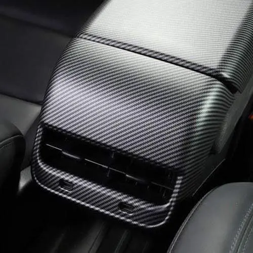 Carbon Fiber Effect Matte Rear Air Conditioner Vent Overlay Cover For Tesla Model 3 2017-2023 1