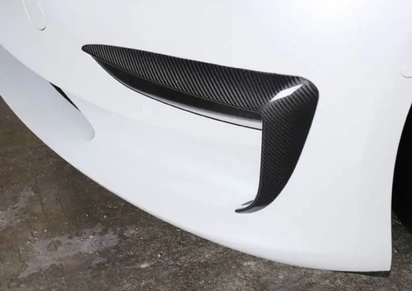 Real Molded Gloss Carbon Fiber Fog Light Canards For Tesla Model 3 2017-2023 2