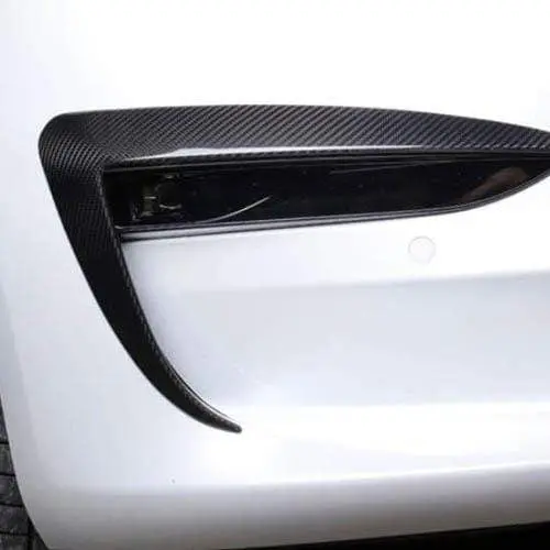 Real Molded Gloss Carbon Fiber Fog Light Canards For Tesla Model 3 2017-2023 1