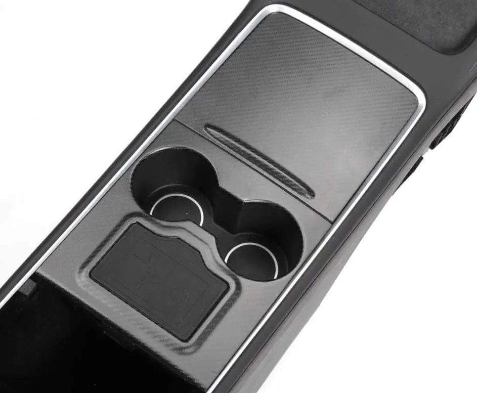 Real Molded Matte Carbon Fiber Center Console Overlay Kit For Tesla Model 3 2021-2023 1