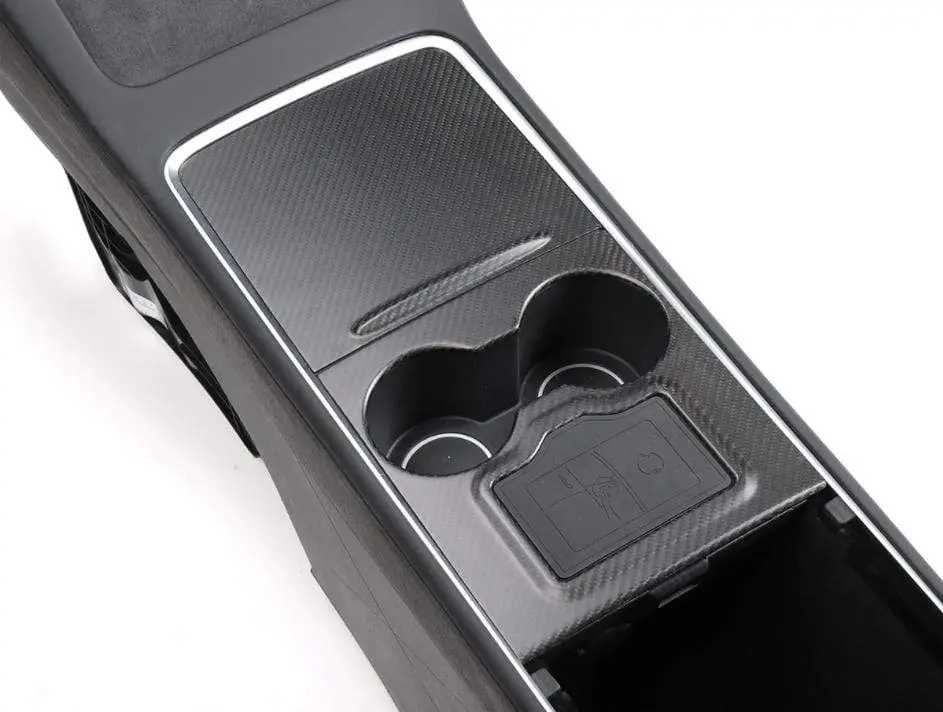 Real Molded Matte Carbon Fiber Center Console Overlay Cover Kit For Tesla Model Y 2021-2026 1