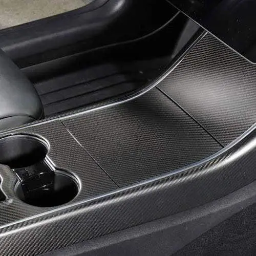 Real Molded Matte Carbon Fiber Center Console Overlay Kit For Tesla Model Y 2020 1