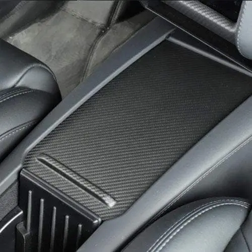Real Molded Matte Carbon Fiber Centre Console Slide Cover For Tesla Model S 2012-2020 1