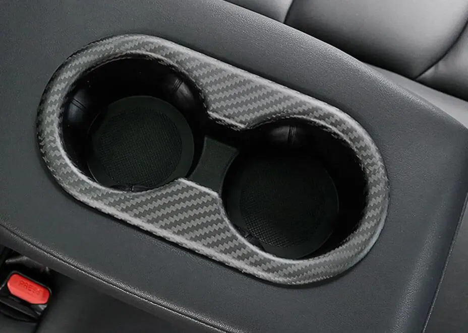 Real Molded Matte Carbon Fiber Backseat Cup Holder Trim For Tesla Model 3 2017-2023 1