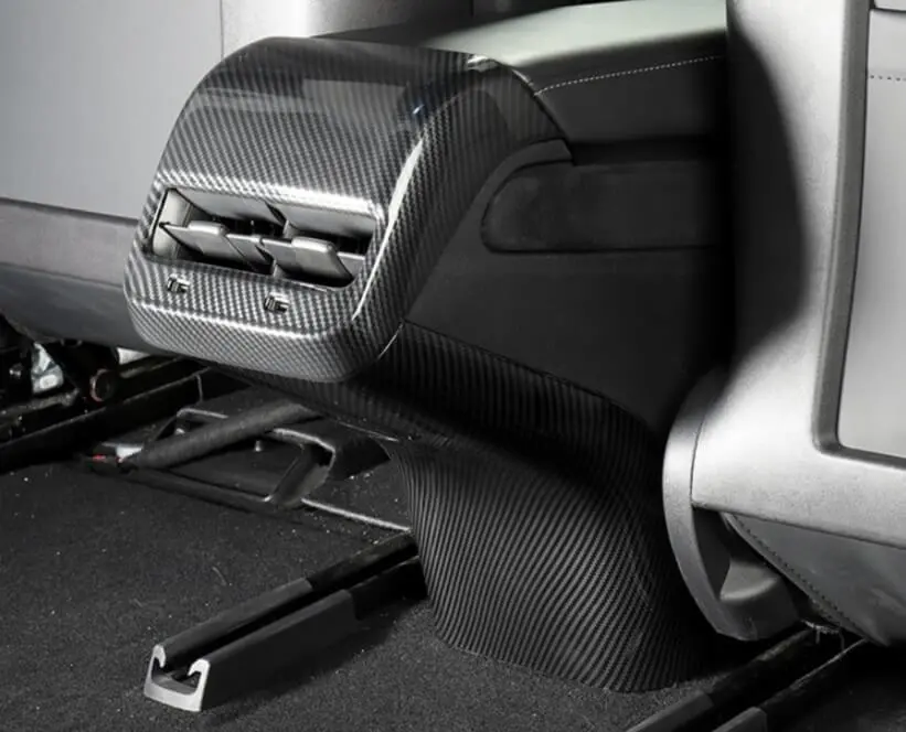 Real Molded Matte Carbon Fiber Rear Backseat Ac Vent Lower Overlay Cover For Tesla Model 3 2017-2023 1
