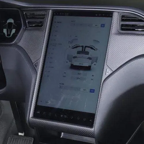 Real Molded Matte Carbon Fiber Screen Surround Trim For Tesla Model X 2015-2021 1