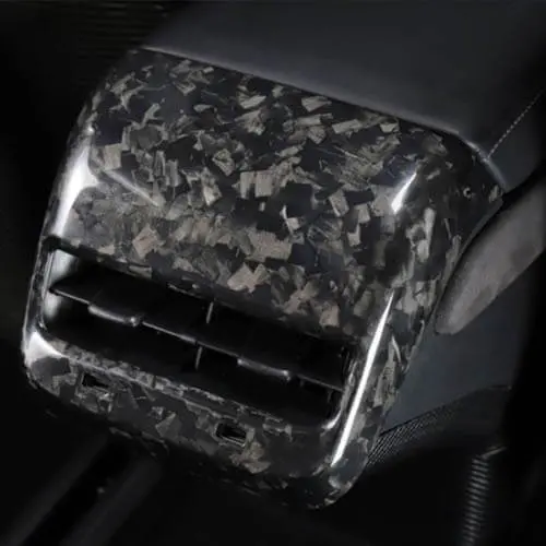 Real Molded Gloss Forged Carbon Fiber Rear Ac Vent Overlay Cover For Tesla Model 3 2017-2023 1