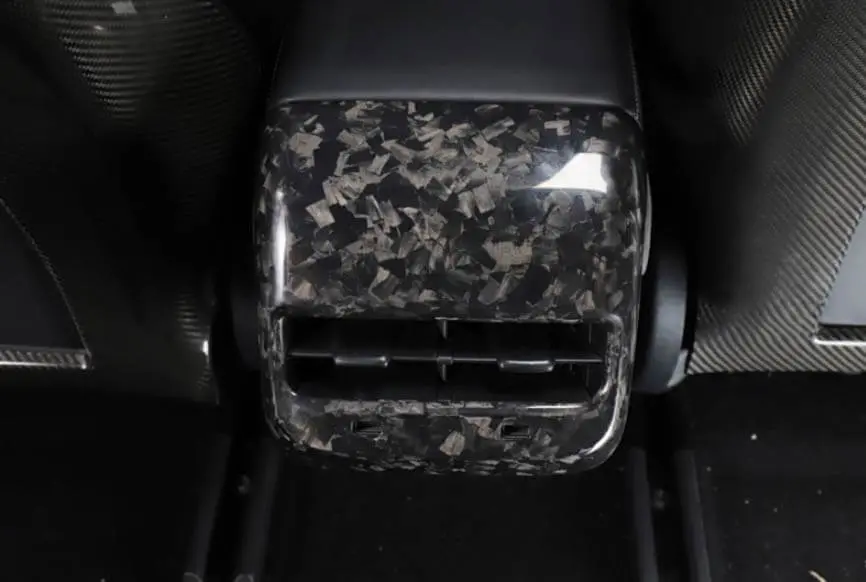 Real Molded Gloss Forged Carbon Fiber Rear Ac Vent Overlay Cover For Tesla Model Y 2020-2026 2
