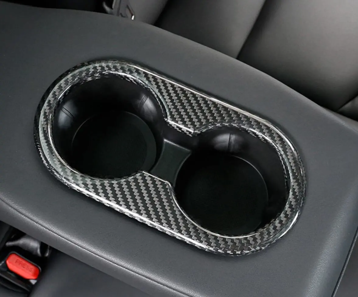 Real Molded Carbon Fiber Cup Holder Fascia Trim For Tesla Model Y 2020-2023 1