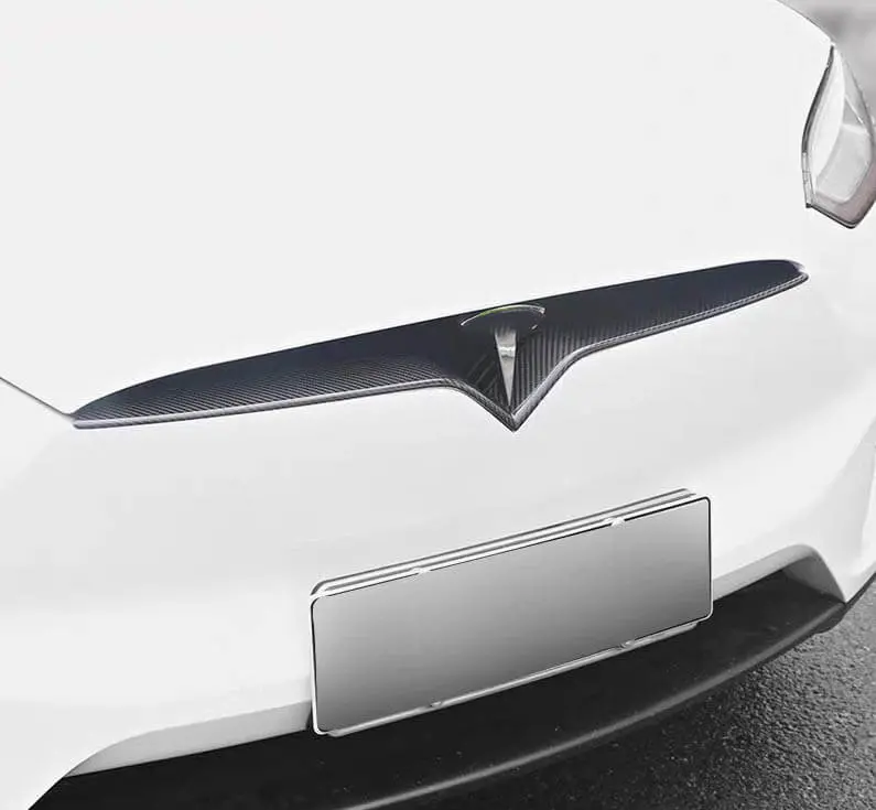 Real Molded Gloss Carbon Fiber Front End Inlay Grill For Tesla Model S 2014-2020 1