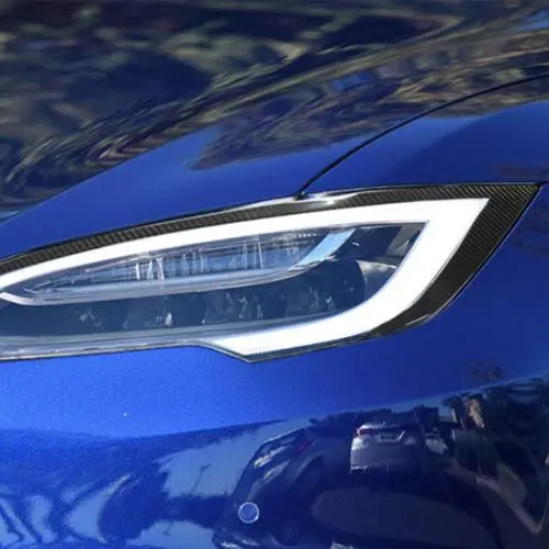 Real Molded Gloss Carbon Fiber Headlamp Trims For Tesla Model S 2018-2026 1