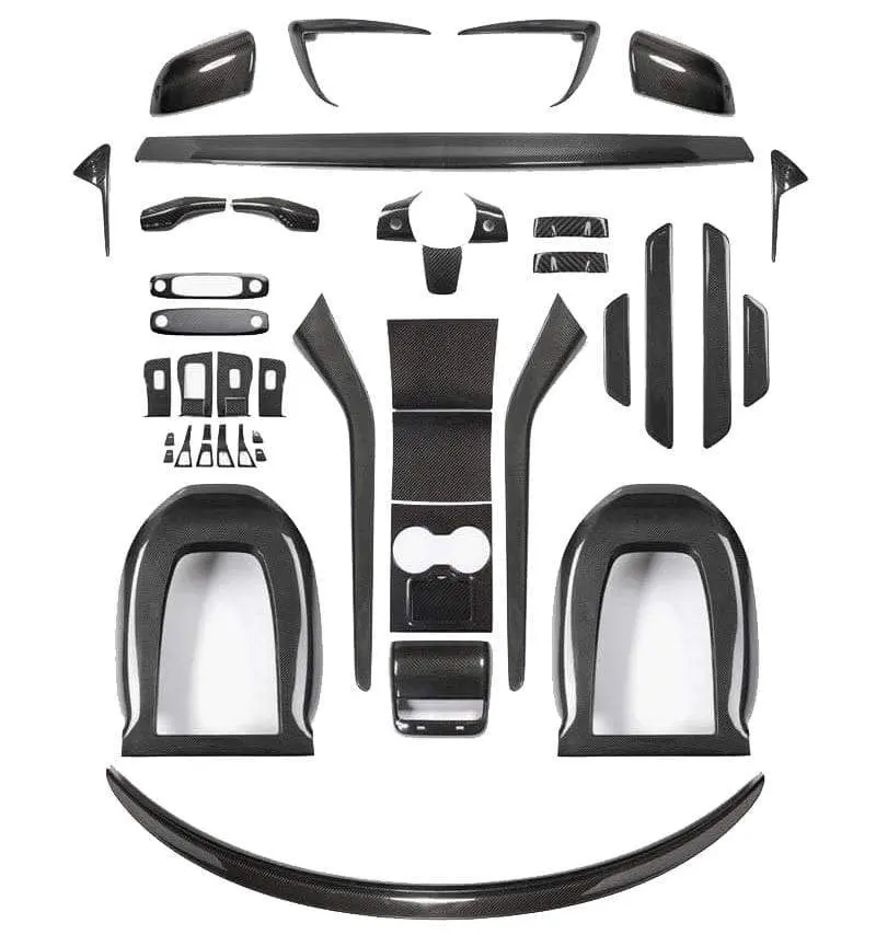 Ultimate Real Molded Carbon Fiber Upgrade Bundle Kit For Tesla Model 3 Gloss 2017-2020 5