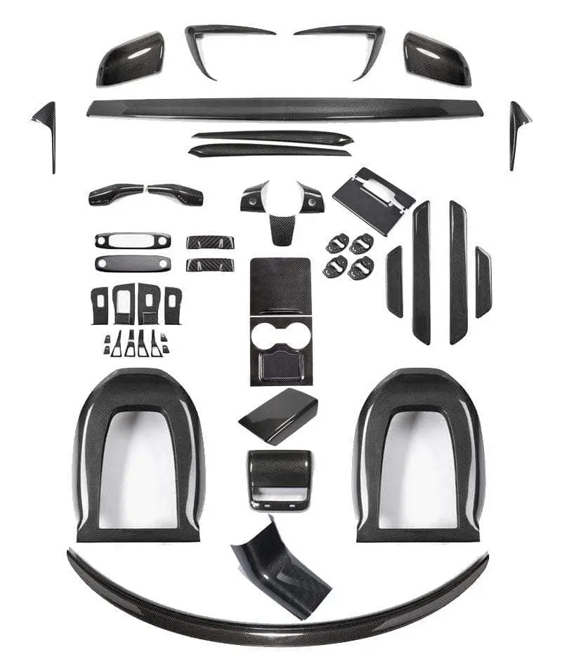 Ultimate Real Molded Carbon Fiber Bundle Kit For Tesla Model 3 Gloss 2021-2023 1