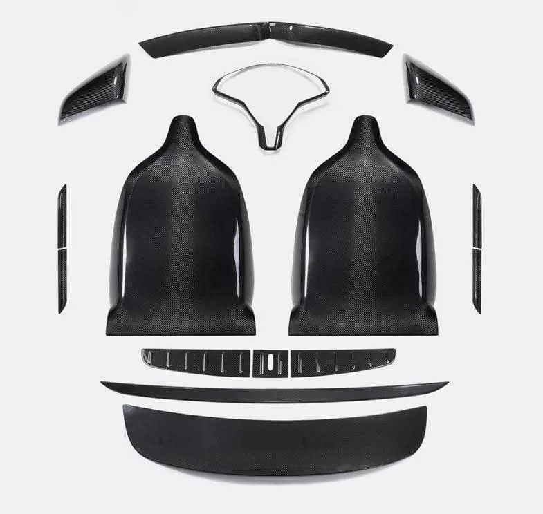 Ultimate Real Molded Gloss Carbon Fiber Upgrade Bundle Kit For Tesla Model X 2015-2020 1
