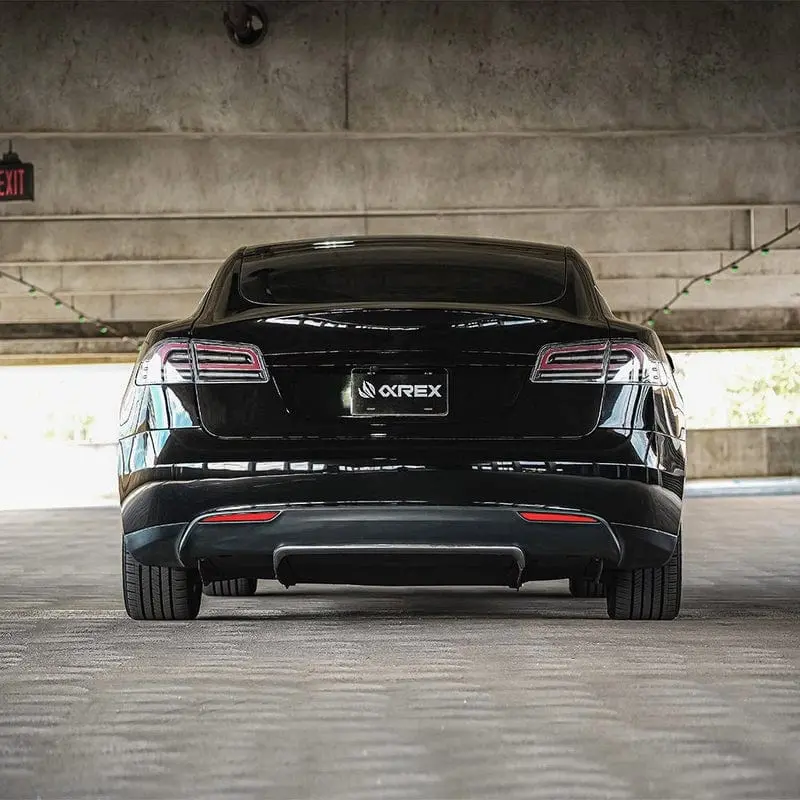 Alpharex Luxx-Series Black Red Led Tail Lights (With Black Trunk Center Piece Replacement) For Tesla Model S 2012-2021 1