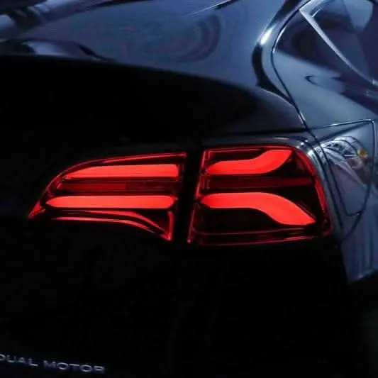 Alpharex Pro-Series Jet Black Led Tail Lights (With Stock Amber Turn Signal) For Tesla Model 3 2022-2023 1