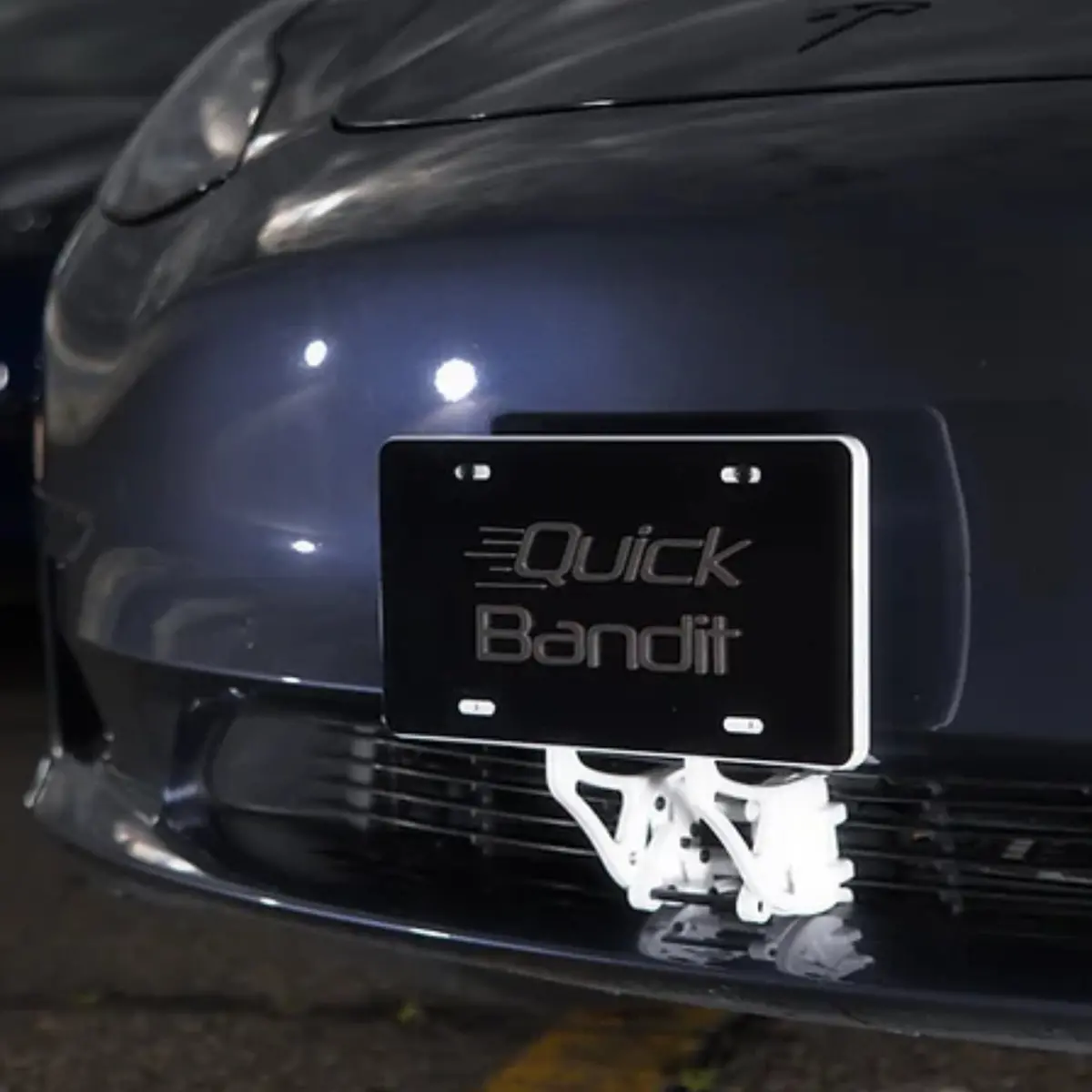 White Quick Bandit License Plate Mount For Tesla Model 3 2017-2023 Pre Highland 1