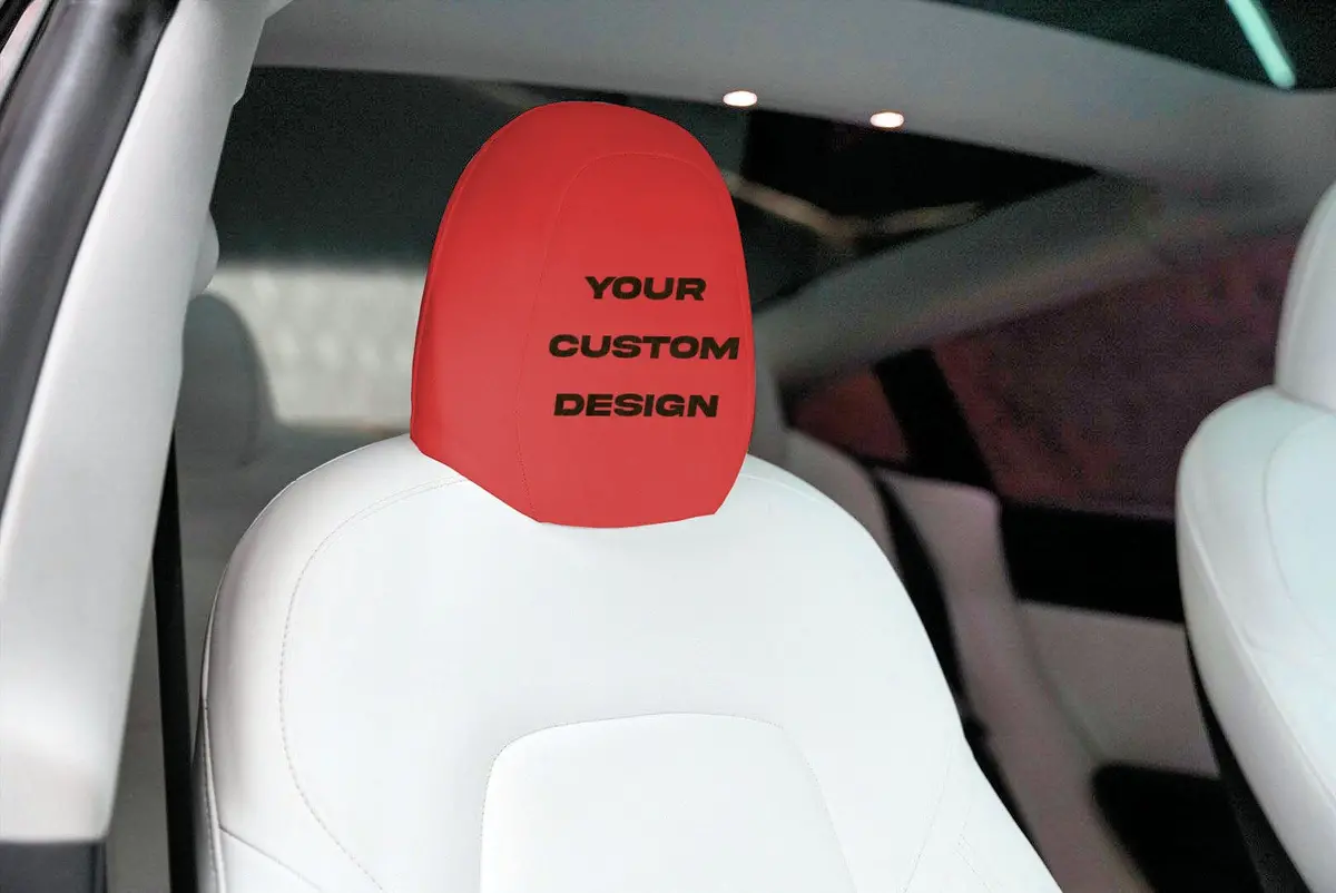 Customizable Vegan Leather Front Headrest Covers For Tesla Model 3 2017-2023 3