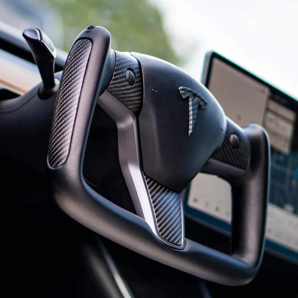 Custom Dry Carbon Fiber Yoke Steering Wheel Replacement For Tesla Model Y 2020-2025 Pre Juniper 1