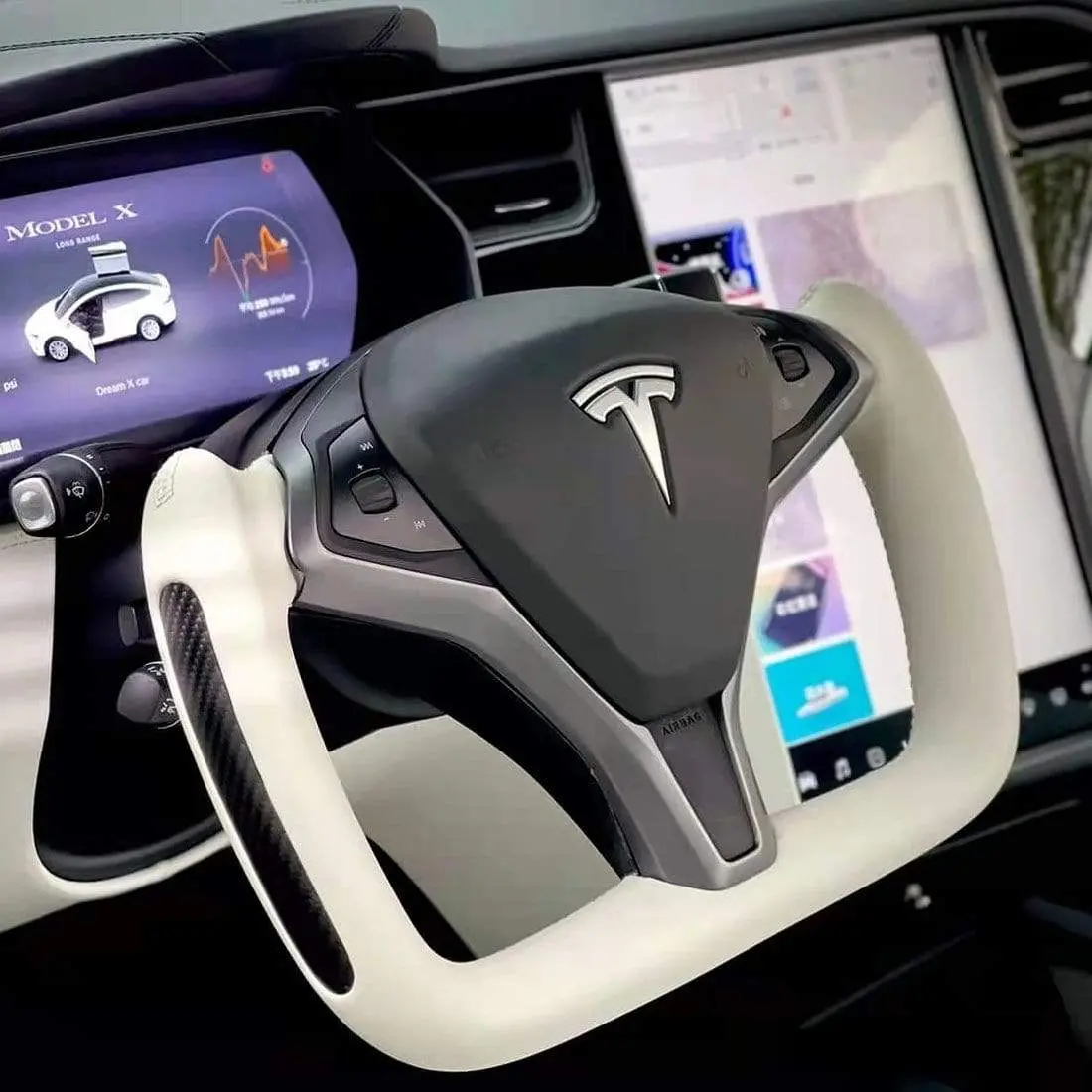 Custom Dry Carbon Fiber Yoke Steering Wheel Replacement For Tesla Model S & Model X 2012-2021 1