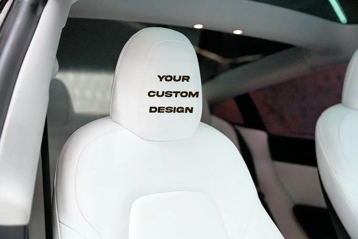 Customizable Vegan Leather Front Headrest Covers For Tesla Model Y 2020-2026 1