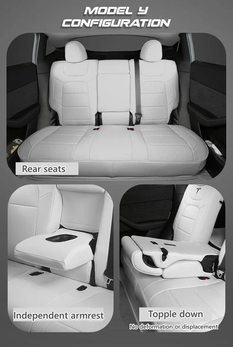 Premium Vegan Leather Seat Covers For Tesla Model Y 2020-2026 3