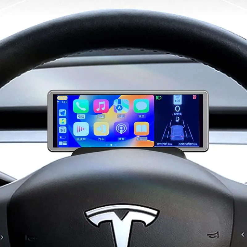 Retrofit 6.86 Inch Carplay / Android Auto Steering Instrument Cluster V2 With Front Camera For Tesla Model 3 2017-2023 1