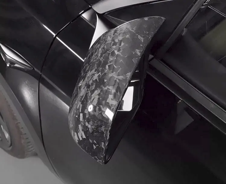 Real Gloss Forged Carbon Fiber Bmw M Performance Style Side Mirror Overlay Covers Set For Tesla Model 3 2017-2023 2