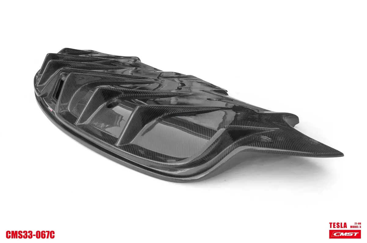 Cmst Genuine Carbon Fiber Diffuser V4 With Tow Hook Access For Tesla Model 3 2017-2023 1