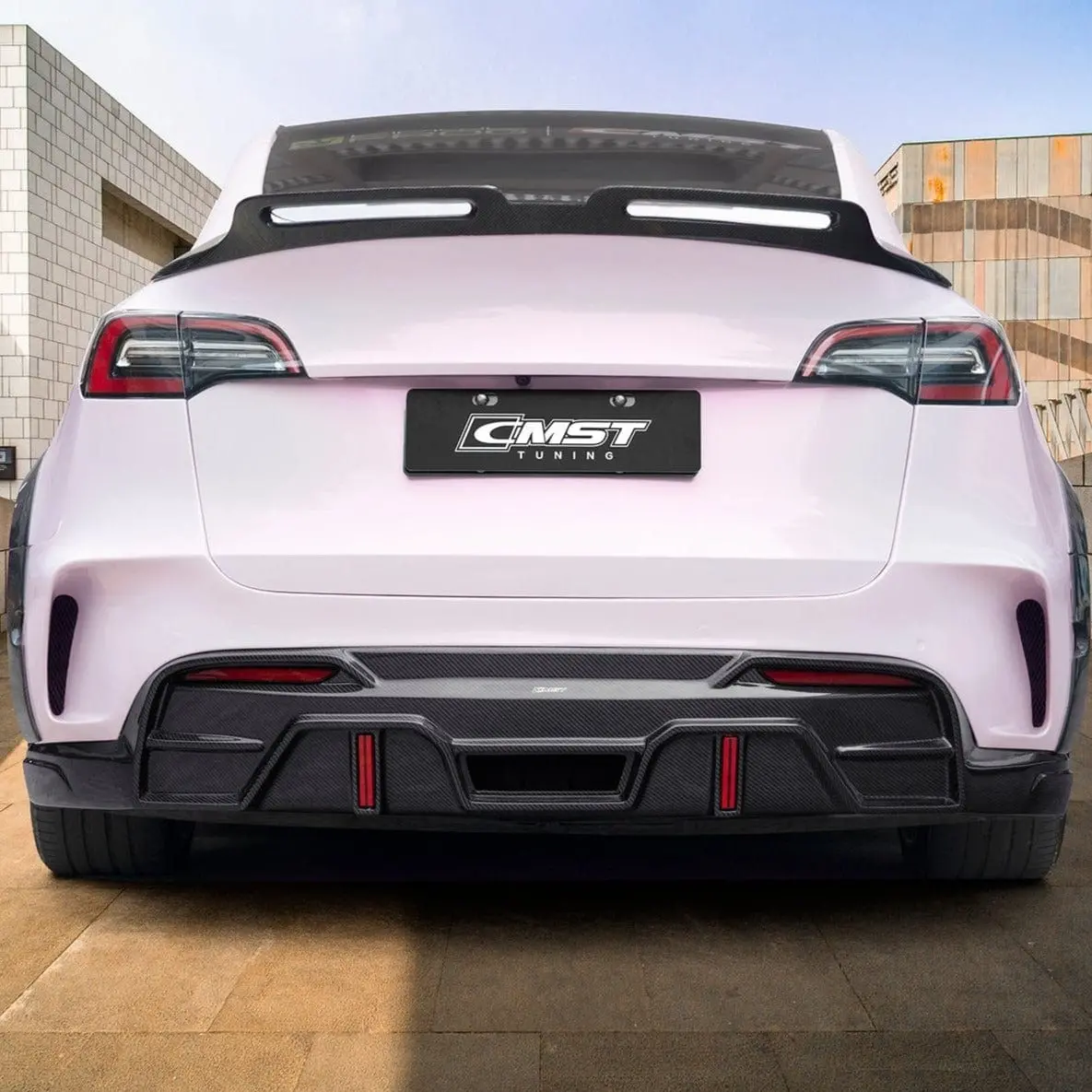Cmst Genuine Carbon Fiber Diffuser V4 With Tow Hook Access For Tesla Model Y 2020-2026 1