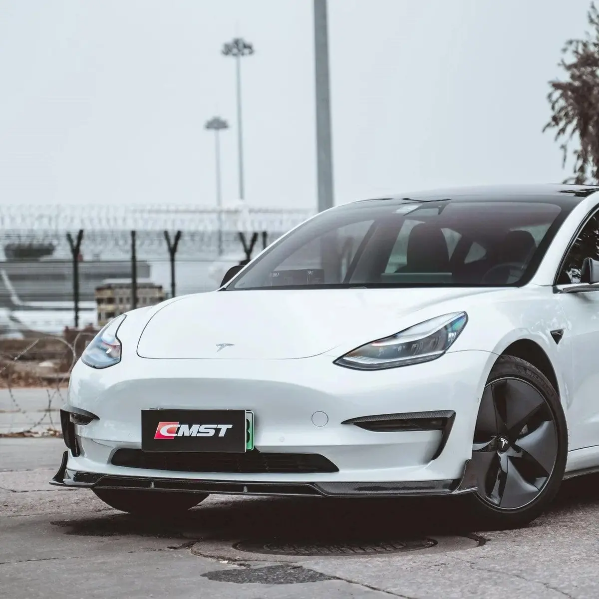 Cmst Genuine Carbon Fiber Front Lip V3 For Tesla Model 3 2017-2023 1