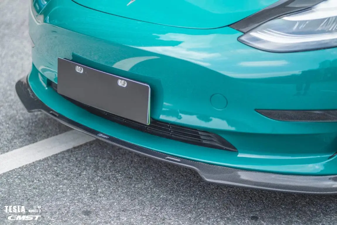 Cmst Genuine Carbon Fiber Front Lip V5 For Tesla Model 3 2017-2023 2