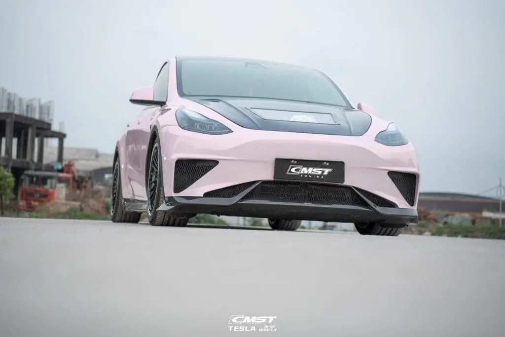 Cmst Genuine Carbon Fiber & Frp Front Bumper & Lip V2 For Tesla Model Y Awd Performance 2020-2025 Pre Juniper 6