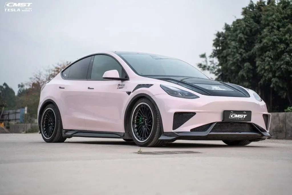 Cmst Genuine Carbon Fiber & Frp Front Bumper & Lip V2 For Tesla Model Y Awd Performance 2020-2025 Pre Juniper 7