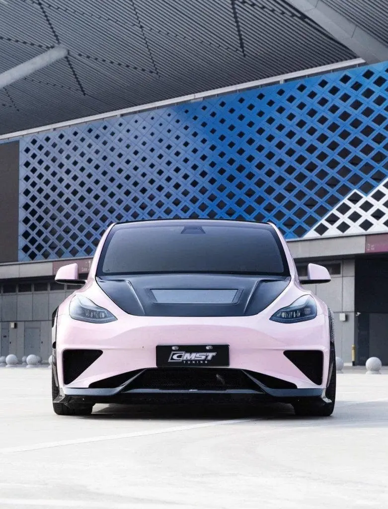 Cmst Genuine Carbon Fiber & Frp Front Bumper & Lip V2 For Tesla Model Y Awd Performance 2020-2025 Pre Juniper 3