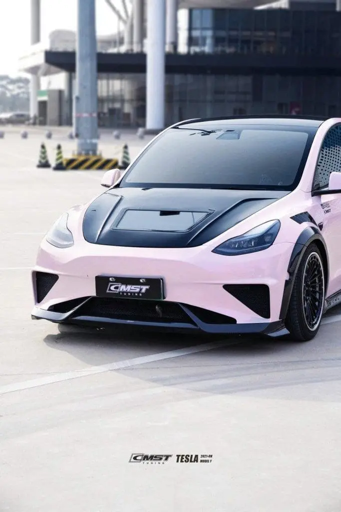 Cmst Genuine Carbon Fiber & Frp Front Bumper & Lip V2 For Tesla Model Y Awd Performance 2020-2025 Pre Juniper 2