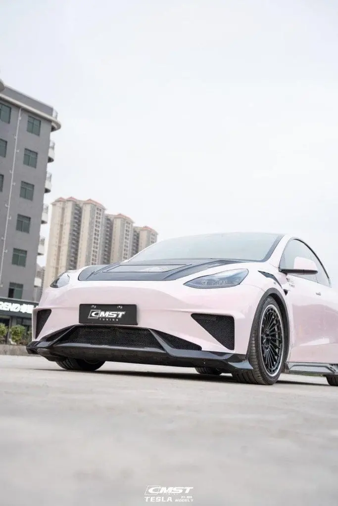 Cmst Genuine Carbon Fiber & Frp Front Bumper & Lip V2 For Tesla Model Y Awd Performance 2020-2025 Pre Juniper 4