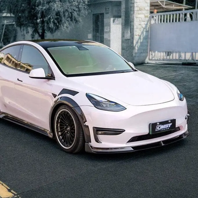 Cmst Genuine Carbon Fiber & Frp Front Fenders For Tesla Model Y Awd Performance 2020-2025 Pre Juniper 1