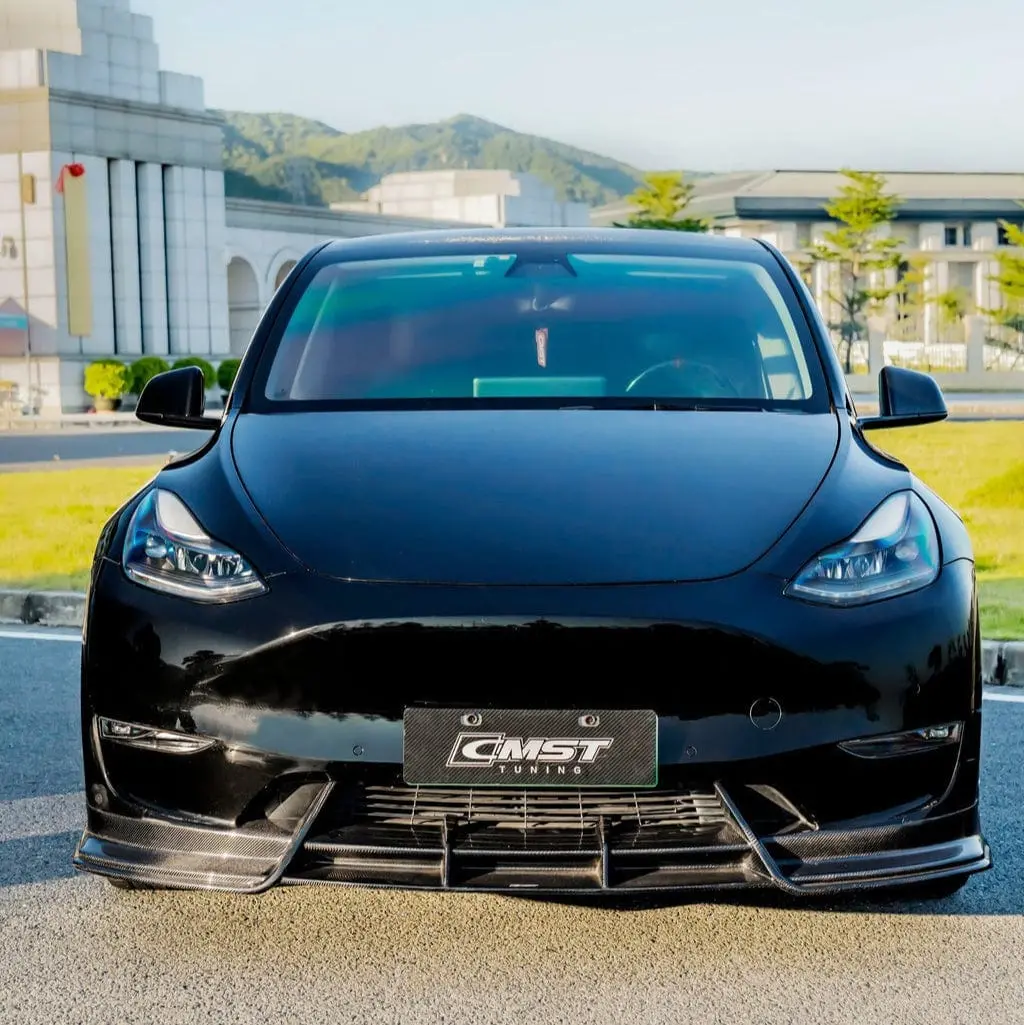 Cmst Genuine Carbon Fiber & Frp Front Lip For Tesla Model Y Awd Performance/Rwd Long Range 2020-2025 Pre Juniper 1