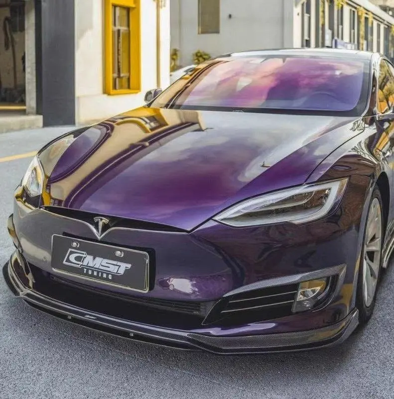 Cmst Genuine Carbon Fiber & Frp Front Lip Splitter For Tesla Model S 2Nd Gen Late 2016-2021 1