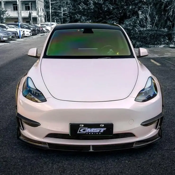 Cmst Genuine Carbon Fiber & Frp Front Lip Splitter V1 For Tesla Model Y Awd Performance/Rwd Long Range 2020-2025 Pre Juniper 1