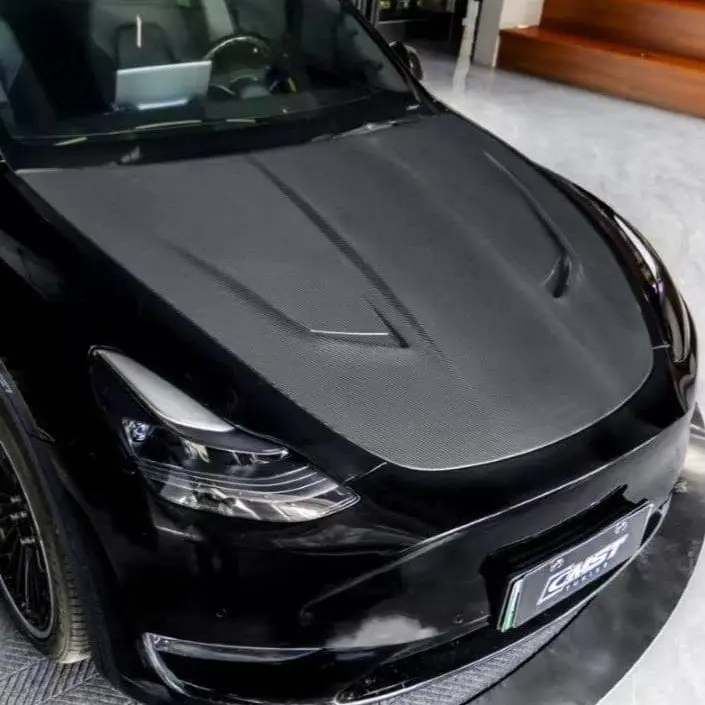 Cmst Genuine Carbon Fiber & Frp Hood V4 For Tesla Model Y Awd Performance/Rwd Long Range 2020-2025 Pre Juniper 1