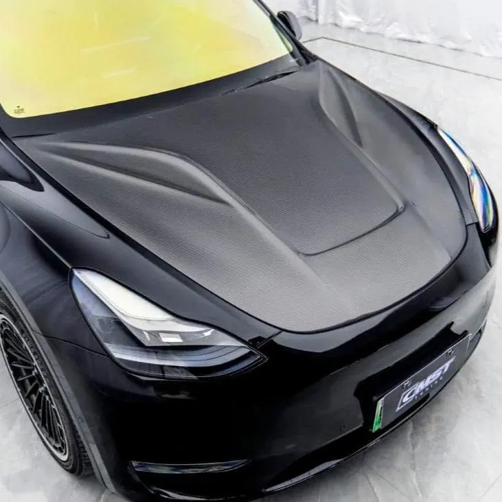 Cmst Genuine Carbon Fiber & Frp Hood V5 For Tesla Model Y Awd Performance/Rwd Long Range 2020-2025 Pre Juniper 1