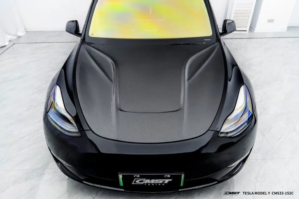 Cmst Genuine Carbon Fiber & Frp Hood V5 For Tesla Model Y Awd Performance/Rwd Long Range 2020-2025 Pre Juniper 3