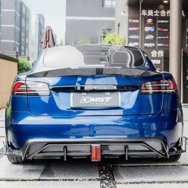 Cmst Genuine Carbon Fiber & Frp Rear Diffuser & Canards For Tesla Model S 3Rd Gen Late 2021+ 1